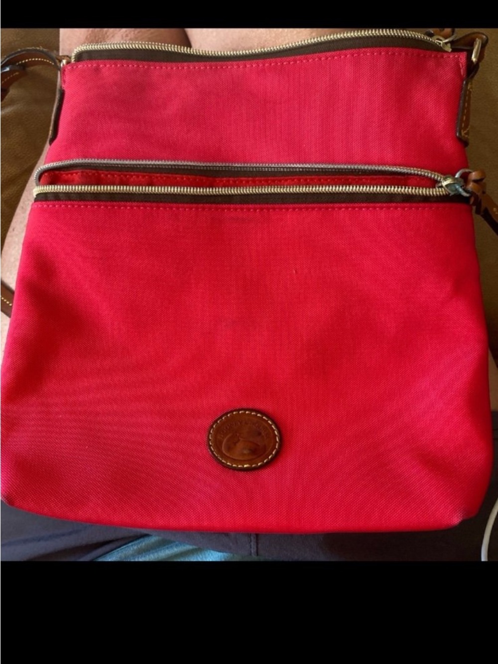 Dooney & Bourke Red Crossbody Bag with Leather Trim